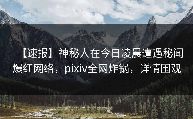 【速报】神秘人在今日凌晨遭遇秘闻爆红网络，pixiv全网炸锅，详情围观
