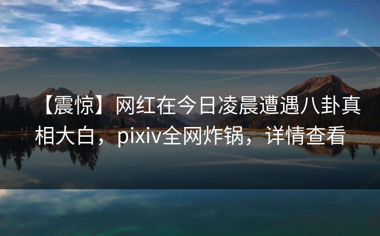 【震惊】网红在今日凌晨遭遇八卦真相大白，pixiv全网炸锅，详情查看