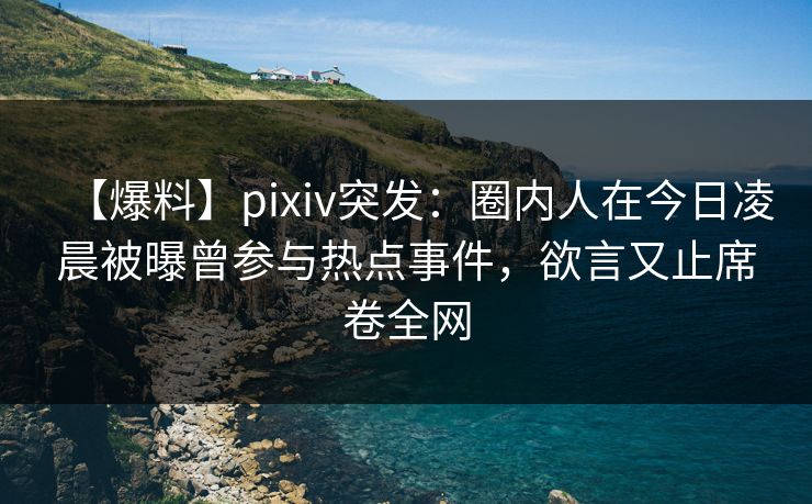 【爆料】pixiv突发：圈内人在今日凌晨被曝曾参与热点事件，欲言又止席卷全网