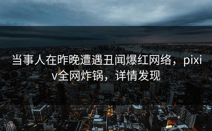 当事人在昨晚遭遇丑闻爆红网络,pixiv全网炸锅,详情发现 当事人在昨晚遭遇丑闻爆红网络,pixiv全网炸锅,详情发现